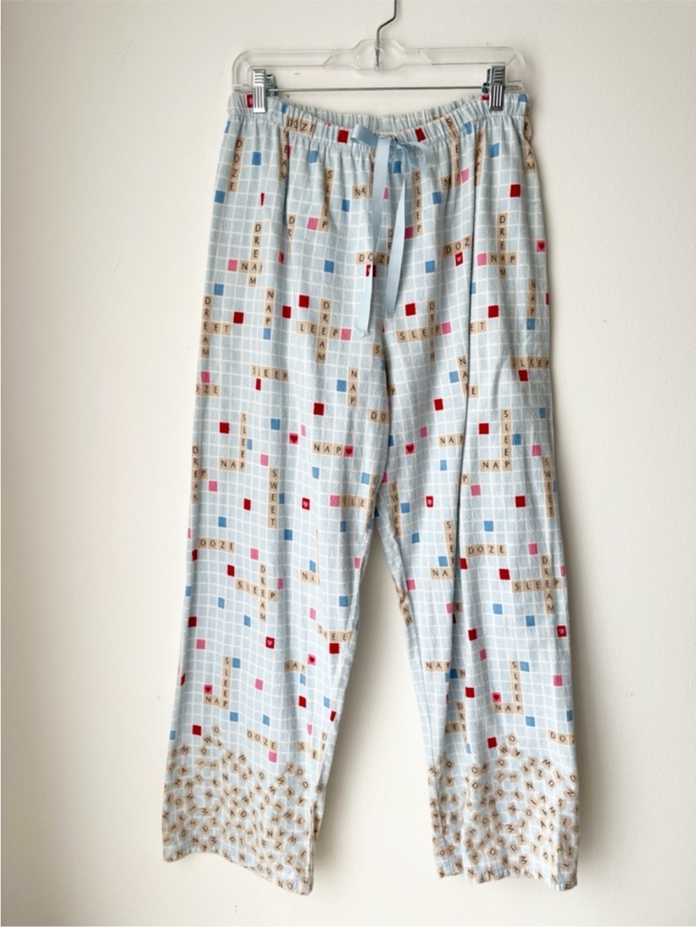 Character 💯% Cotton Flannel Pajamas Pant Scramble Print Size Large